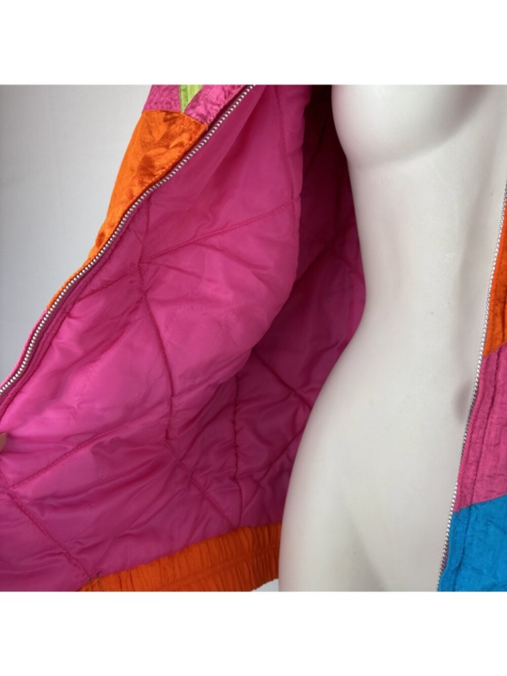 Vintage Braetan Patchwork Abstract Floral Puffer Jacket Multicolor Size Small - Picture 3 of 6